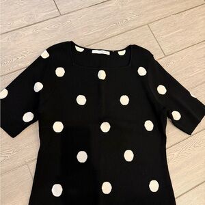Marshall Field’s Vintage Black and White Polka Dot Short Sleeve Sweater